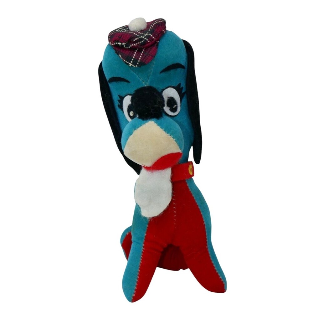 Vintage Velvet Plush Made in Japan - Dog with Plaid Hat